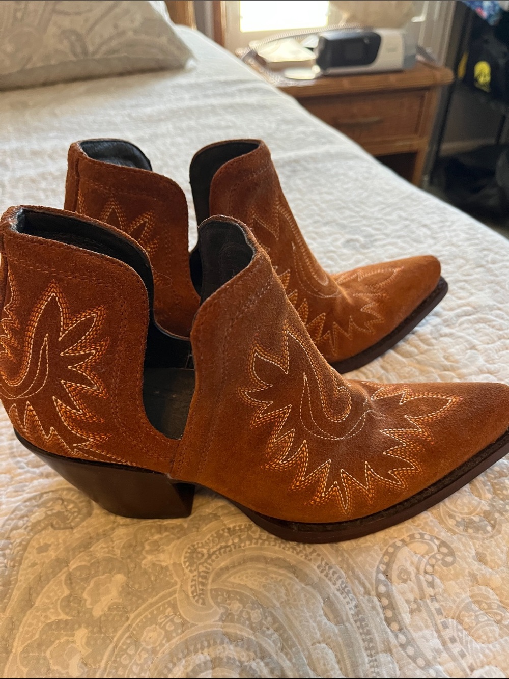 Ariat Rust Brown Suede Cutout Western Ankle Boots